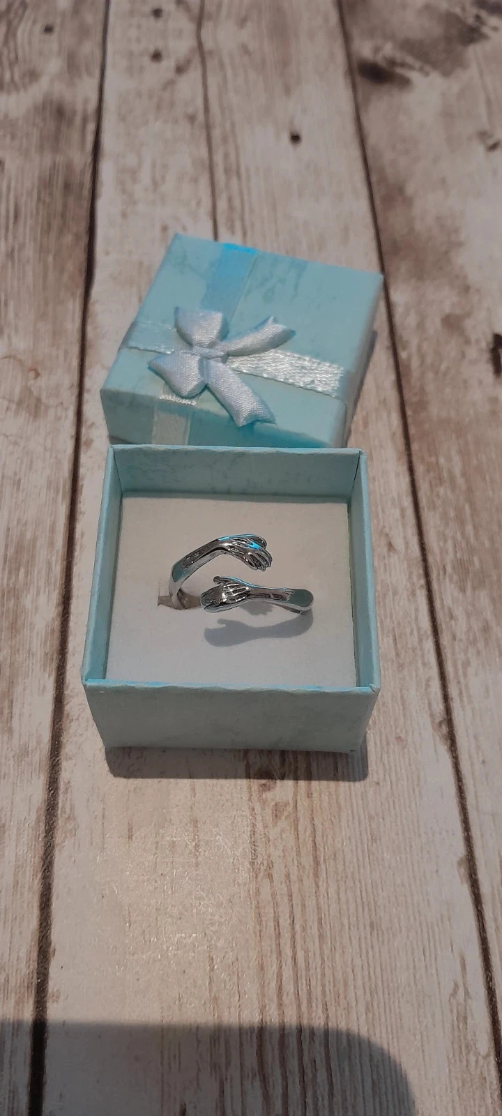 Bague "Amour, Amitié" argentée, réglable (pour les 54/56/)